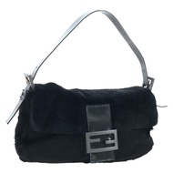 FENDI Mamma Baguette 黑色毛絨單肩包 正品 206008SAM