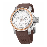 MAX Sports Chronograph AAA Grade Brown CZ Bezel Unisex Silver Steel Watch 42mm 5-MAX515