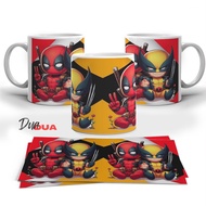 Xman and Deadpool Chibi Cute Friend Glass Mug