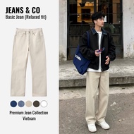 BASIC KAKI Men's Jeans - JEANS & CO - soft Cotton Jeans, black, white, beige brown