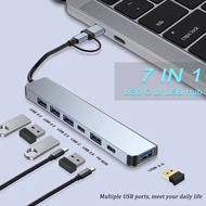 7 in 2 USB C HUB Type C Splitter 7 Port USB3.0/2.0 Thunderbolt 3 Docking Station Laptop Adapter With For M1 M2 HDMI