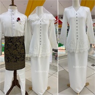 BAJU KEBAYA NIKAH KALSOM PUTIH OFF WHITE - Koleksi Baju Set couple Sedondon Nikah Pengantin Sanding 