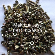 Baut Mur Kuning 6x20 kunci 10 panjang 2 cm