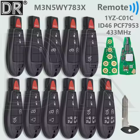 DR M3N5WY783X ID46 PCF7953 433MHz Keyless Go Car Remote Key 1YZ-C01C For Jeep Grand Cherokee Dodge R