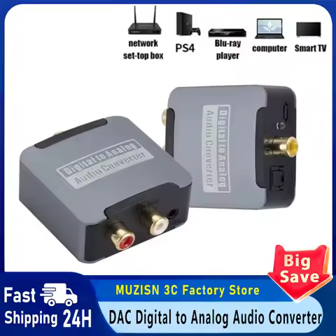 Digital to Analog Audio Converter 192KHz Digital SPDIF Optical to Analog L/R RCA Converter Toslink O