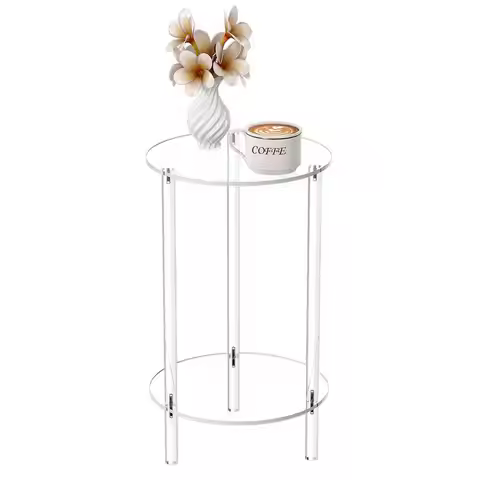Acrylic Round End Table Small Round Side Table End Table Clear Small Round Table Acrylic Transparent