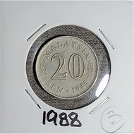 ( Syiling ) 20 Sen 1988 / Malaysia Parliament House / Well Used Condition