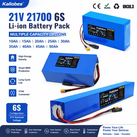21V 21700 Li-ion Battery Pack 6S Rechargeable Lithium Battery 10Ah 15Ah 20Ah 25Ah 30Ah 35Ah 40Ah 45A