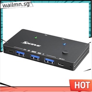 USB 3.0 Switch 10Gbps 2 Input 4 Output USB C Switch for Devices Share Printer, Scanner, Mouse, Keybo