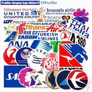 ❉ Airlines Flight Series 01 - Airline Company Logo Stickers ❉ 55Pcs/Set Waterproof DIY Mixed Doodle 