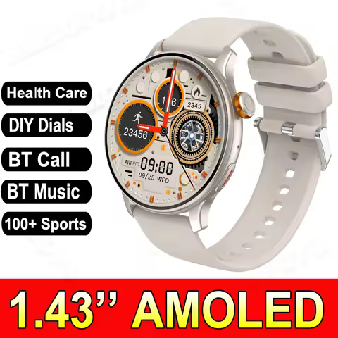 Men Women Smartwatch 1.43'' AMOLED Indoor Outdoor Sports Wristwatch BT Calling 100+ Sports Modes Hea