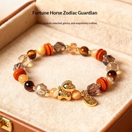 Natural Tiger Eye Beaded Bracelet Lucky Energy Protection Wealth Crystal Bracelet Gift for Women