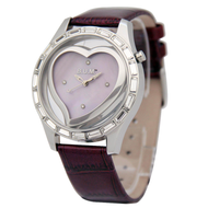 B.U.M Equipment Quartz Purple Dial Leather Strap Crystal Heart Shape Fashion Analog Women Watch mode