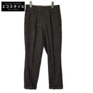 三宅一生 80 年代男士棕色格紋羊毛褲，帶刷標，M 碼 [二手]