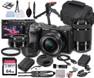 Sony a6400 Mirrorless Camera with 16-50mm + 55-210mm Lenses, 64GB Memory, Case. Filter, Hood, Grip,
