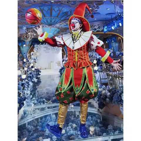 Custom Made Historical Fairy Jester Cosplay Costume Adult Mens Vintage Comedy Clown Suit Halloween J