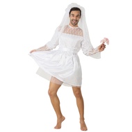 NEW Funny Mens Bride Drag Queens Halloween Costume Adult Groom Reversal Cosplay Outfits Carnival Eas