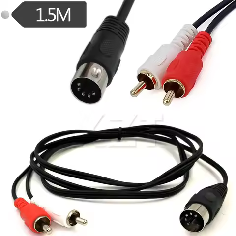5-Pin DIN Male MIDI Cable to 2 Dual RCA Male Plug Adapter 0.5m/1.5m 5pin 2RCA Audio Cord For Naim Qu