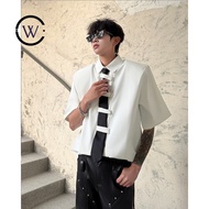 Dark Style 25 Design Tie Youthy Shoulder Pad Short-Sleeved Shirt CS154PG978 with Tie 28B8 Stage Cost