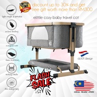 [LOCAL READY STOCK] 5TH GEN DUTCH DESIGN ELITTILE COZY BABY COT MULTI-FUNCTIONAL CRIB &amp; ROCKING CRADLE PORTABLE BABY COT WITH FREE FOAM MATTRESS &amp; MOSQUITO NETT &amp; TRAVEL BAG