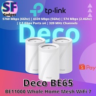 TP-Link Deco BE65 BE11000 Whole Home Mesh Wi-Fi 7 5760 Mbps (6Ghz) | 4320 Mbps (5Ghz) | 574 Mbps (2.