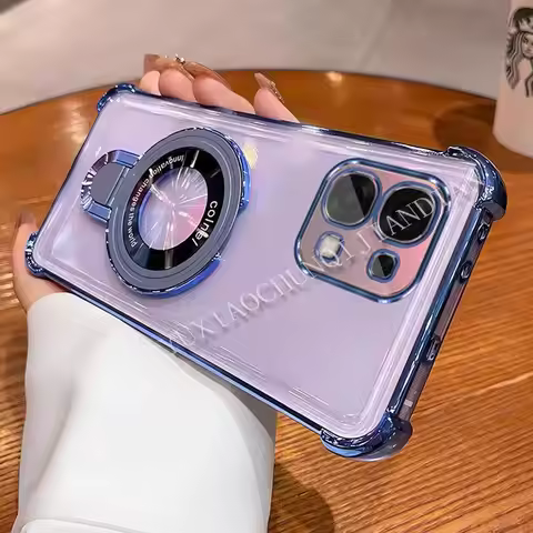 For oppo A6 Pro 4G 5G Case Luxury Electroplating Silicone Skin-friendly Stand TPU Back Cover For opp