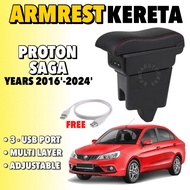 PROTON NEW SAGA ARMREST (SAGA 2016 - 2025) Adjustable USB Charging Port With Double Layer Multi Laye