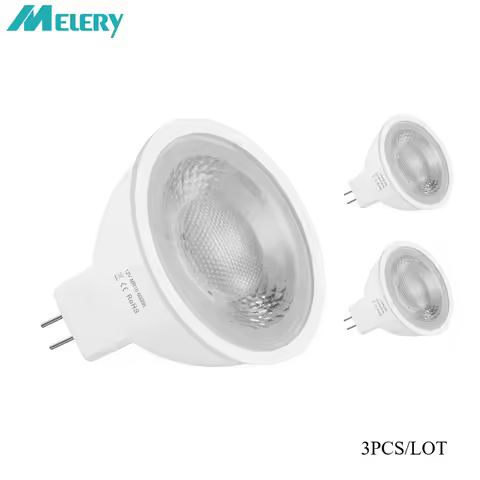Melery MR16 LED Light Bulbs DC/AC 12V 6W Class A+ Halogen Equivalent Day White 6000K 500LM 120 Beam 