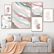 Abstract Boho Poster Plant Leaves Sun Nordic Canvas Painting Minimalist Art Print Modern Wall Picture for Living Room Home Decor