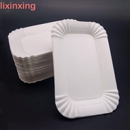 LIXINXING Party Dinner Lunch Food Buffet White 16*10cm Cake Dish 10pcs Camping Paper Plates