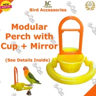 JTC Bird Accessories: Modular Perch with Cup and Mirror (brd) Bird Cage Decoration Bird Toy