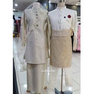 BAJU KURUNG PAHANG SONGKET RUHAINIES WARNA CREAM KRIM - Koleksi Baju Set couple Sedondon Nikah Penga