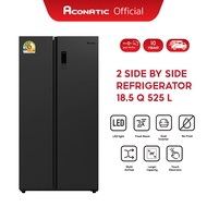 Aconatic ตู้เย็น Side by Side ขนาด 18.5 Q สี Dark Gray ระบบ Dual Inverter ละลายน้ำแข็งอัตโนมัติ รุ่น AN-FR5250S (รับประกัน 10 ปี)