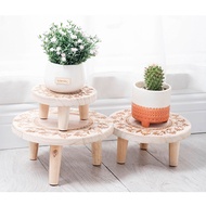 [Modenlife] 16/22/25cm Printed Solid Wood Stool Flower Pot Stand Round Bench Plant and Succulent Flowerpot Base Holder Display Stand Home Garden Patio Porch Potted Plants Rack Tray Gardening Supplies