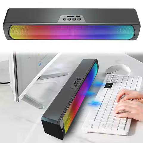 Portable Computer Sound Bar Speakers RGB Bluetooth-Compatible 5.0 Soundbar Stereo Subwoofer PC Sound