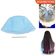 HIGHBUYING Silicone Hair Styling Coloring Cap + Hook Needle Color Dye Highlighting Dye Cap