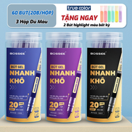 Set 100 Bút bi nước mực gel ngòi 0.5mm bút gel 3 màu mực đen/xanh/tím khô nhanh không lem bẩn cho họ