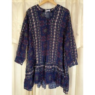 [COD] TUNIK NAVY MODEL BOHEMIAN | DRESS ETNIC MOTIF BUNGA TALI | TUNIK SIFON CERUTI IMPORT ALA K0REA