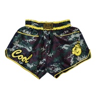 THAISMAI -LD17 Lady Boxing Shorts  กางเกงมวยหญิง ผ้า ซาตินลายทหาร/เหลือง