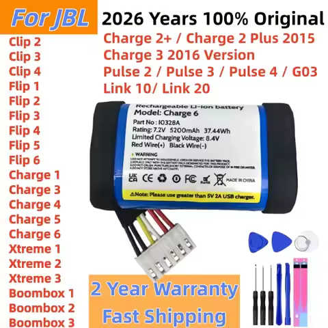 2026 Years Original Player Speaker Battery For JBL Xtreme Boombox Clip Charge Flip Pulse 6 5 4 3 2 1