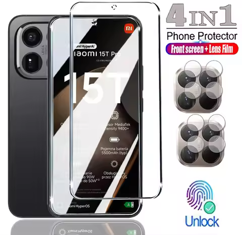 4in1 Fingerprint Unlock Screen Protector For Xiaomi 15T Pro 17 Pro Max Tempered Glass Xiaomi 12T 13T