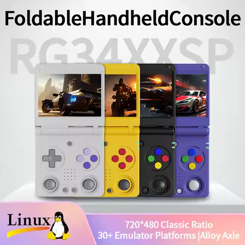 RG34XXSP Flip Handheld Game Console 3.4-inch IPS Screen Linux 64-bit 3300mAh WIFI Collapsible Retro 
