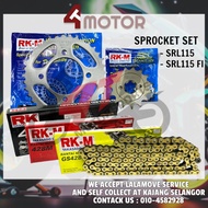 RKM 428 YAMAHA SRL115 LAGENDA115 FI SPROCKET SET WITH CHAIN 132L SPROCKET RANTAI RK GOLD BLACK O RING