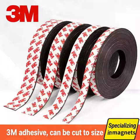 3M Magnetic Adhesive Tape 1M 1.5mm Thickness Strong 3M Adhesive Soft Magnetic Strip Tape for Teachin