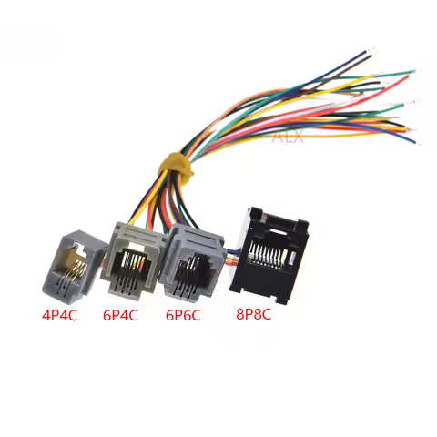 5/10PCS RJ11 RJ12 RJ45 telephone FEMALE SOCKET connector with wire 4P4C 6P4C 6P6C 8P8C female jack c