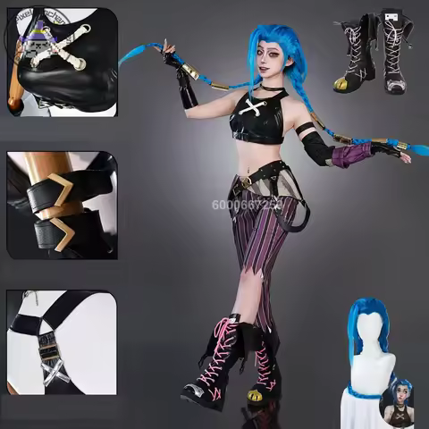 LOL Jinx Cosplay Costume Anime LOL Arcane Jinx Cosplay Uniform Outfits Halloween Carnival Suit Custo