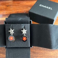 Chanel classic vintage pearl black red silver star earrings 14A經典中古復古珍珠香奈兒小香星形星星耳環銀色紅黑花#V189