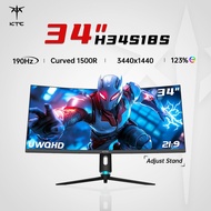 KTC 34" Ultrawide 190hz Adjust Stand 3440×1440 UWQHD Curved Gaming Monitor|Adaptive-Sync|H34S18S Mon