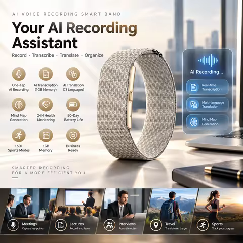 LIGE New No Screen Smart Bracelet 79 Languages AI Audio Recordings Meeting Minutes Watch Sport Fitne