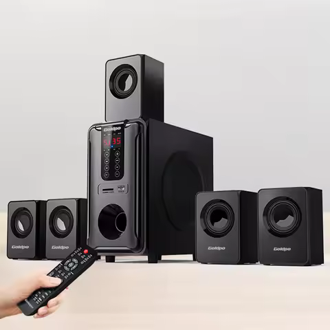 5.1 Intelligent Home Combo Theater Bluetooth Speaker Wooden Subwoofer 3D Surround Sound Memory Play 